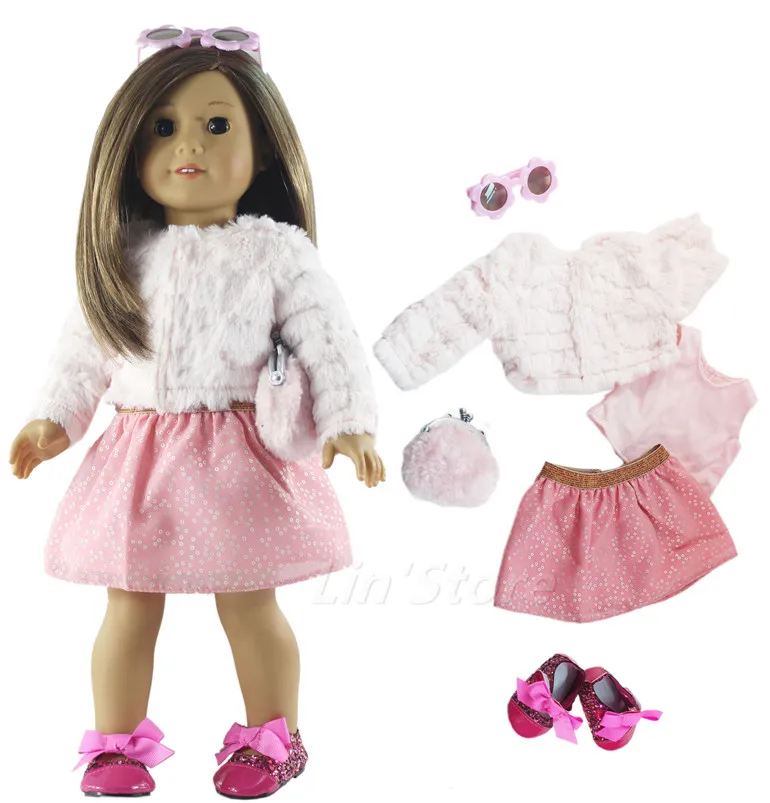6 шт./комплект Одежда для кукол наряд пиджак жилет юбка сумка очки и обувь 18 дюймов