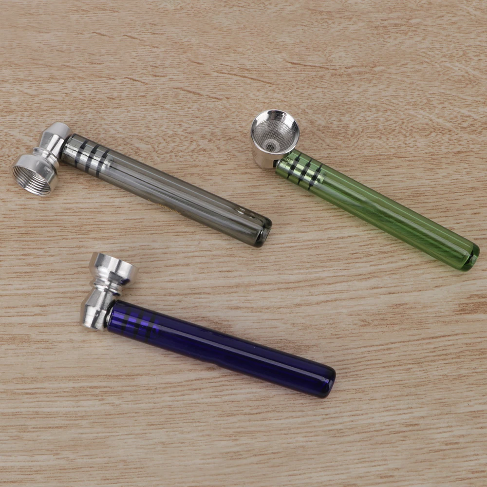 Металлическая табачная ручная ложка съемная травяная трубка с прозрачной ручкой