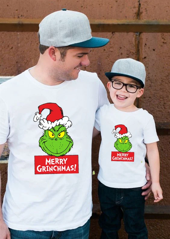 

Funny Christmas Print Family Matching Clothes T-shirt Daddy Daught Son Customized Name DIY Tshirt Kids Toddler T Shirt