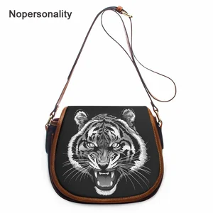 Nopersonality Woman Small Saddle Bag Cool Tiger Print PU Leather Shoulder Messenger Bag Fashion Mobile Phone Organizer Bag