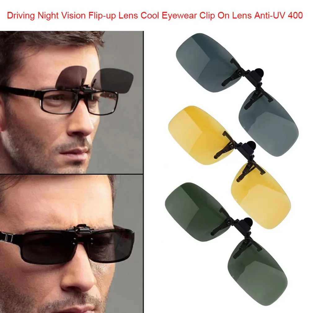 

Driving Night Clip-on Flip-up Lens Sunglasses Cool Eyewear Clip On Lens Anti-UV 400 Unisex for Women & Men