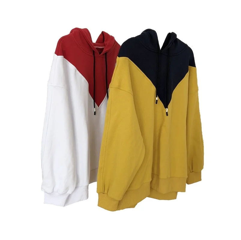 

Spring New European and American Women's Contrast Color Hooded Sweater Pullover Oversize Casual Top Women Hoodies