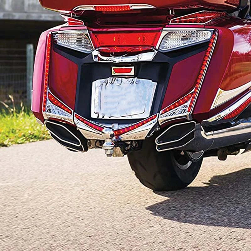 

Rear Fender Tip LED Running/Brake Light with Red Lens for 2012-17 Honda Gold Wing GL1800 & F6B Motorcycles, Chrome
