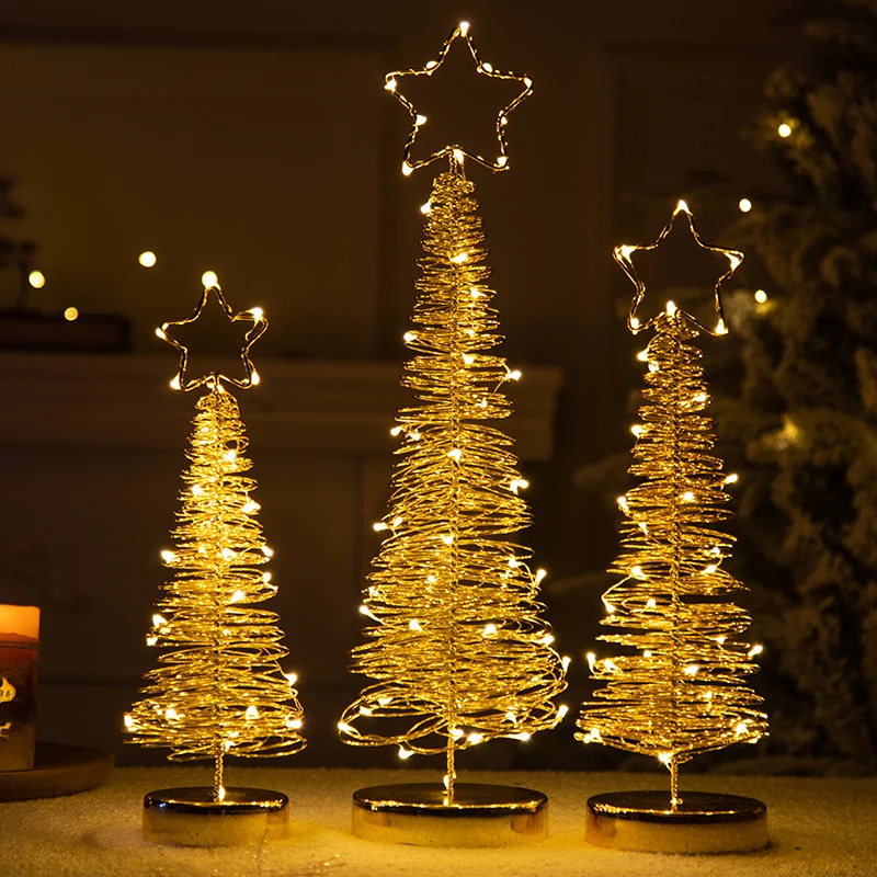 

Christmas tree decoration Christmas Ornament shop decoration atmosphere on-site layout of desktop Christmas tree lamp decoration