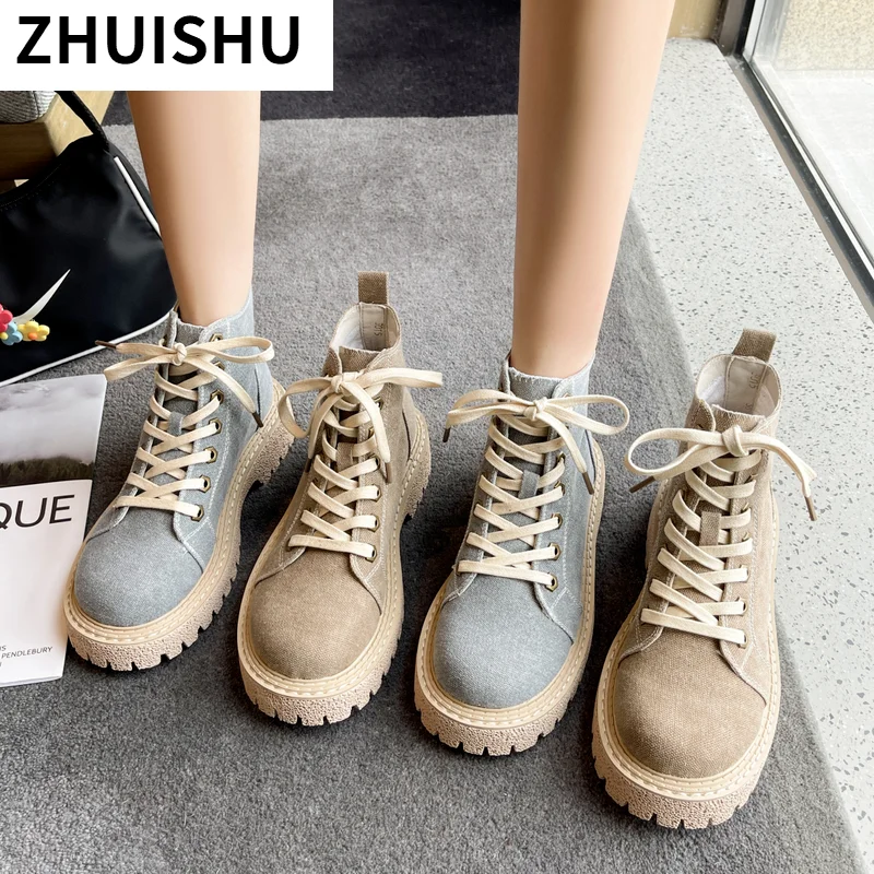 

2021 Autumn New Fashion Lace-up Short Boot Fashion Round Head Non-slip Martin Boots Comfortable Suede Women's High-heeled Boots