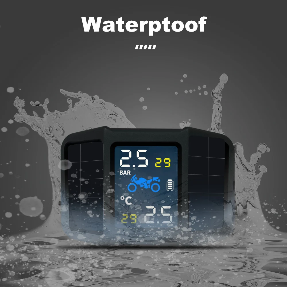 Система мониторинга давления в шинах мотоцикла TPMS Солнечная энергия с 2 внешними