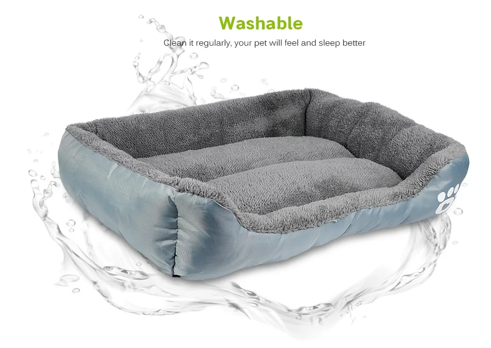 Pet Dog Bed Cushion House Mat Ultra-soft Paw Print Water-resistant Dog Cat Warm Bed Fits Most Pets Warm Dog Blanket Winter Beds