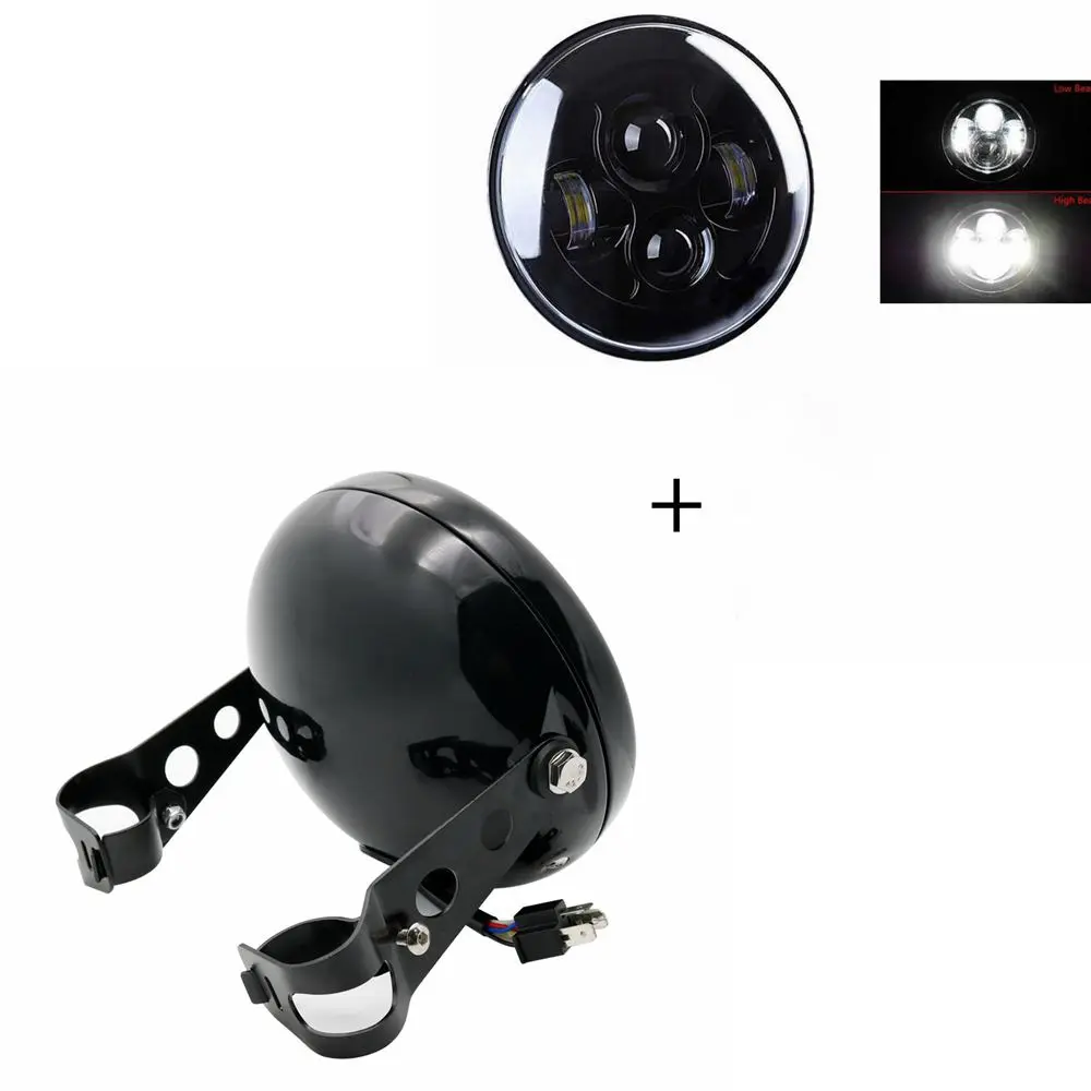 40W Black Headlight 7 дюймов DOT SAE E9 мотоцикл фары с углом глаз светодиодные фары 7 дюймов корпус ведро - Цвет: 40W Black Headlight