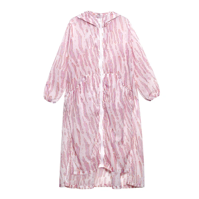

Vefadisa Pineapple Printed Women Coat 2021 Summer Sunscreen Clothing Casual Fashion Thin Hooded Sunscreen Long Coat QYF5393
