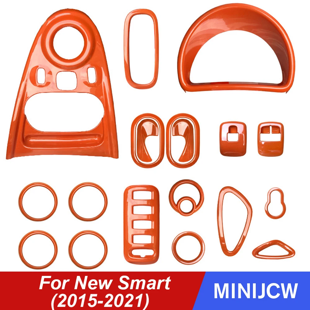 

Car Interior Decorative Cover Shell Orange Gear Instrument Cover Sticker Modification For Mercedes New Smart 453 fortwo forfour