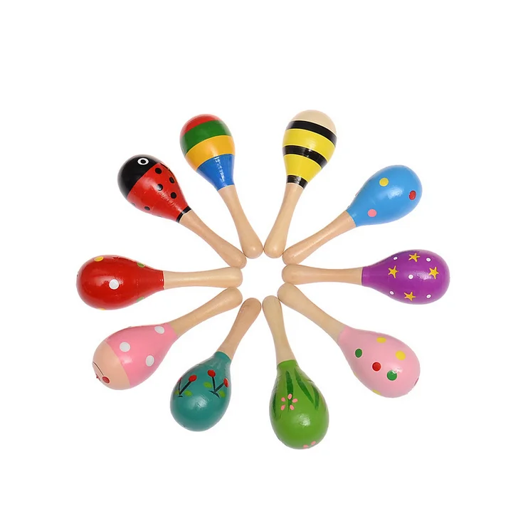 

Baby Toys Wooden Fun Little Loud Bell Baby Ball Rattles Toy Develop Toddler Intelligence Grasping Toy HandBell Infant Cartoon