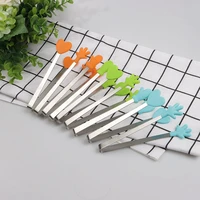 creative small palm heart silicone food tongs ice candy kitchen stainless steel non slip mini tongs mini food serving utensil
