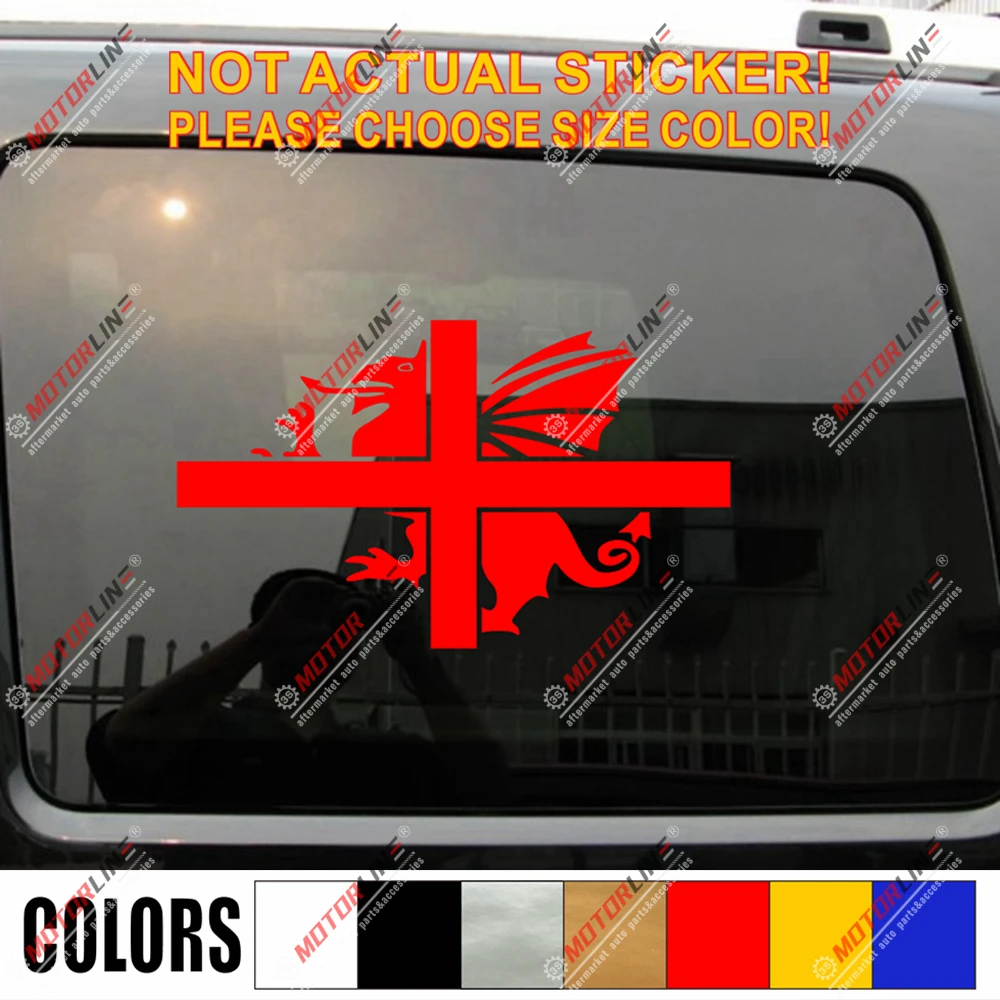 Англо Саксон белый дракон ST Джордж переводная наклейка с крестом английский винил