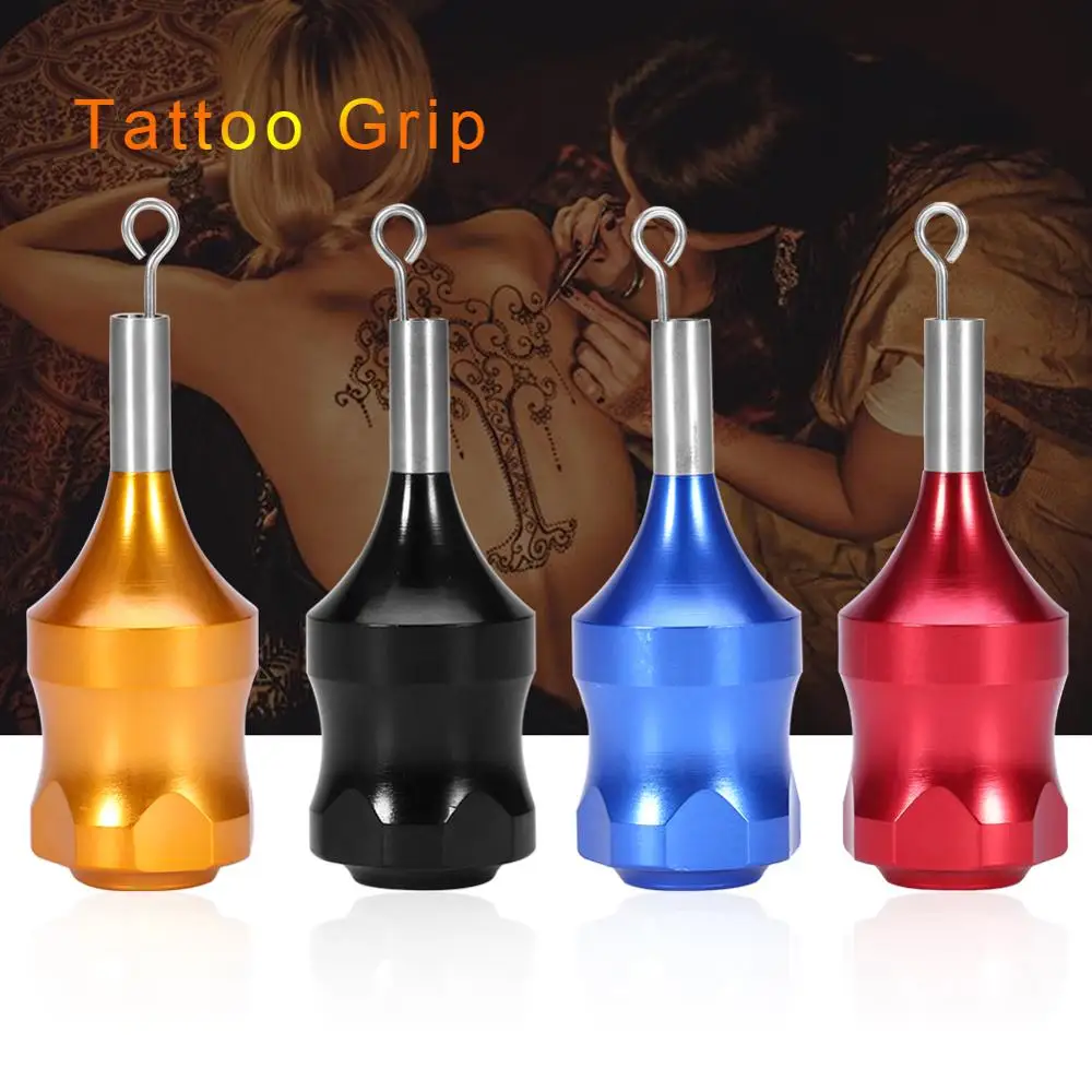 

4 Colors Professional Tattoo Machine Grip Carved Arched Short Knurled Aluminum Alloy Microblading Cartridge Grip Tube Motor Gun