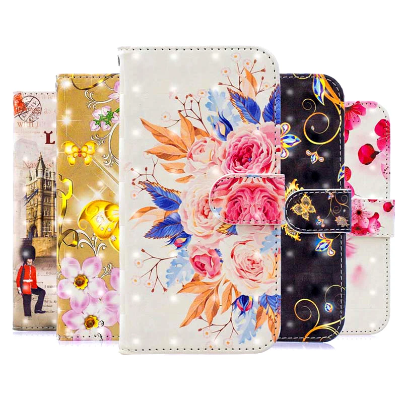 Кожаный чехол книжка с 3D рисунком для Huawei P30 Pro P20 P10 P8 Lite 2017 P smart Y7 2019 телефона Honor 10 9