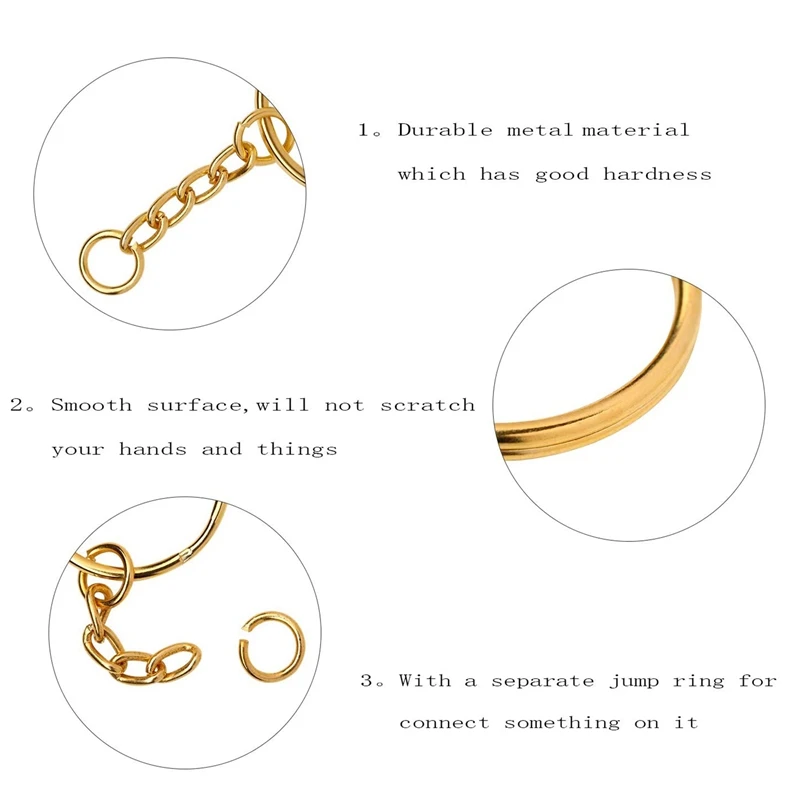 

200 Pieces Metal Split Key Rings with Chain and Open Jump Rings, 1Inch Diameter Split Key Chain Rings for DIY Crafts