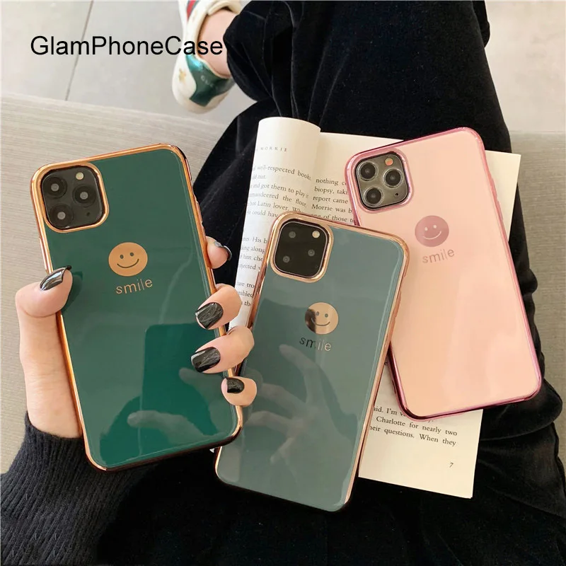 GlamPhone чехол сплошной цвет улыбка для телефона iPhone11Pro/Max X XS Max XR мягкий силиконовый