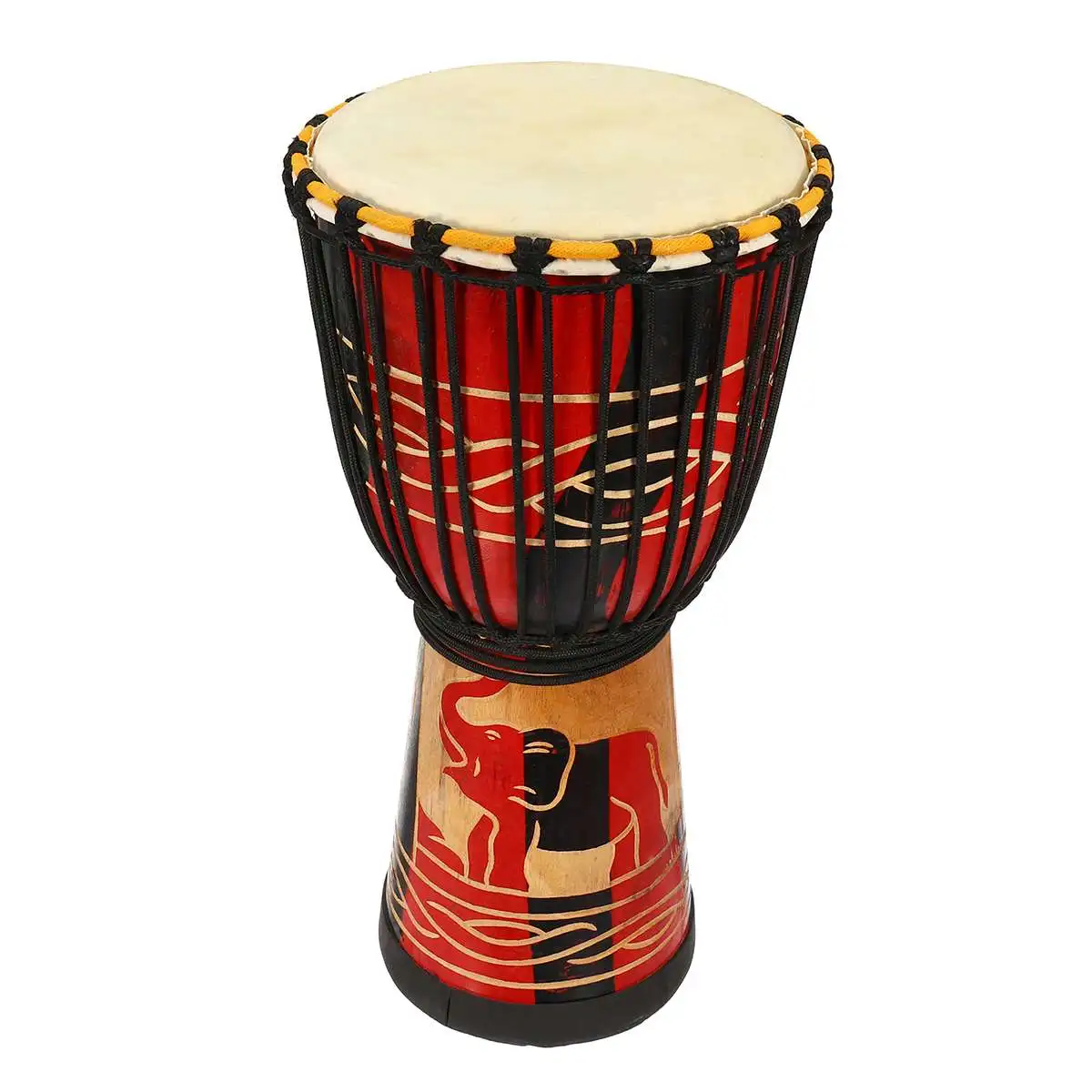 Carving 10 дюймов Африканский ручной деревянный барабан Djembe красное дерево тело козья овчина музыкальный инструмент Африканский барабан скульптура из дерева для детей игрушки - Цвет: Carving