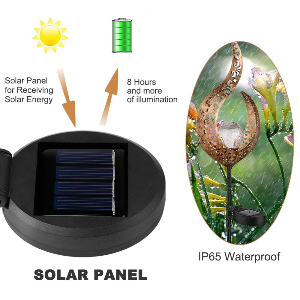 

Solar Garden Lights Outdoor Moon Glass Globe Solar Stake Lights Waterproof LED Solar Powered Ga