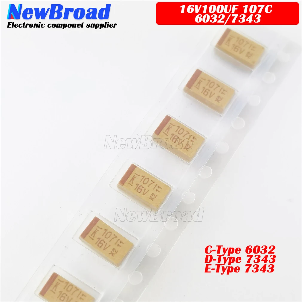 Танталовый конденсатор SMD 16 В 100U 100 мкФ 107C C-Type D-Type E-Type 6032 7343 10 шт. | Электронные