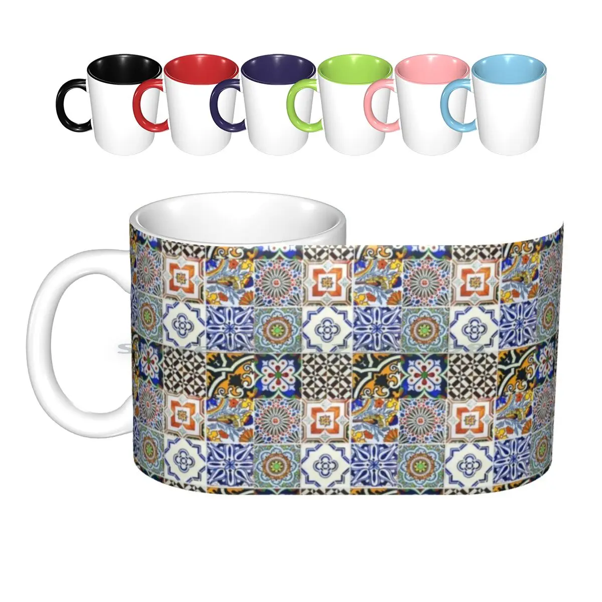 

Красочная португальская керамическая плитка, керамические кружки, кофейные чашки, кружка для молока, чая, португальская плитка, испанская плитка, стандартная Европейская плитка