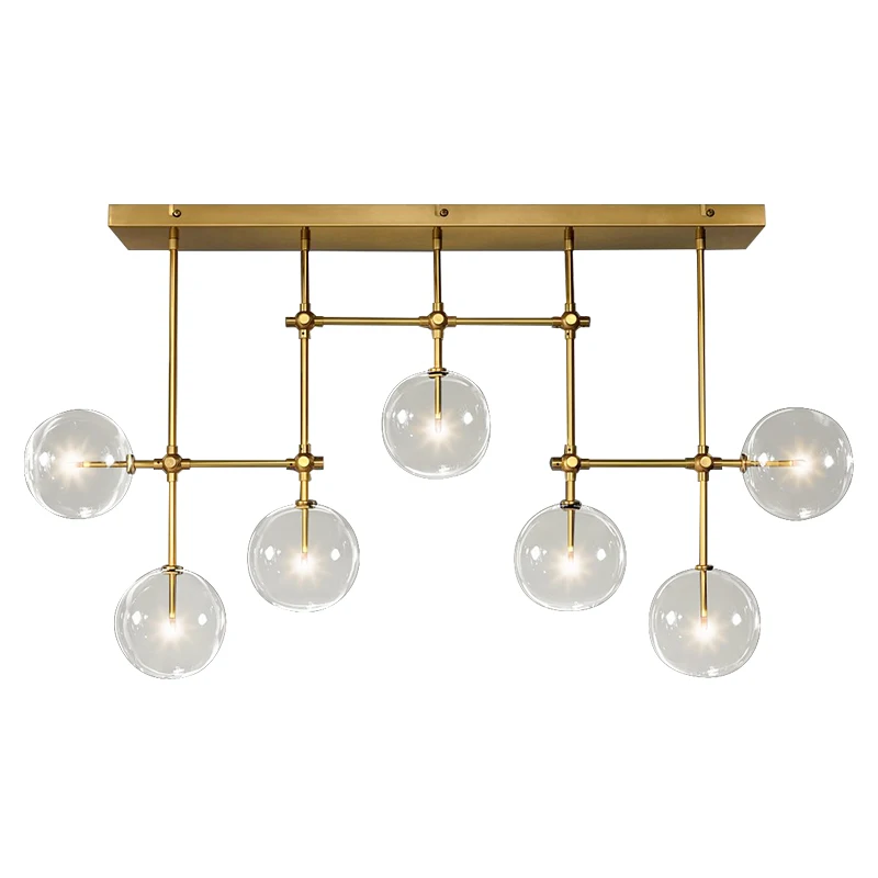 American glass ball rectangular restaurant bar chandelier Nordic personality creative design model room villa lighting | Лампы и