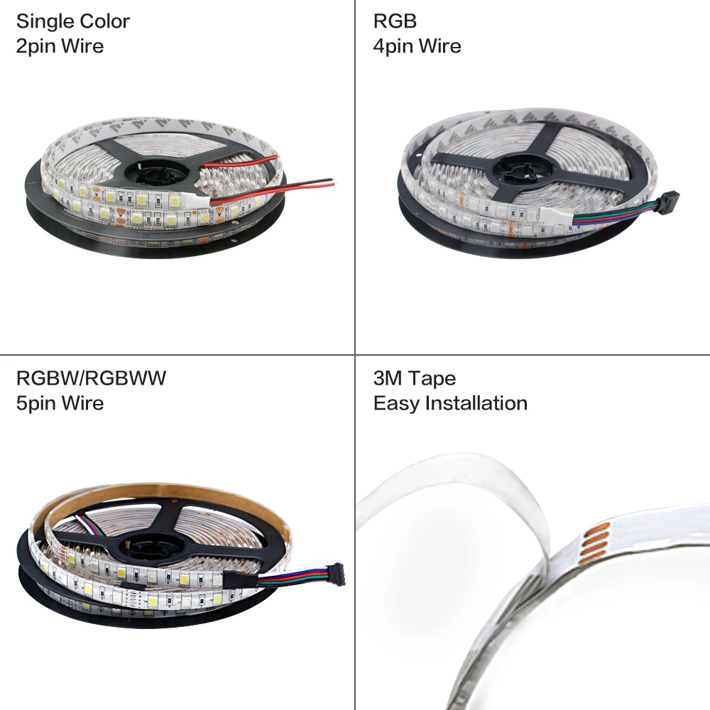 [DBF] Супер ярче 5 м/рулон не водонепроницаемый RGB светодиодный светильник SMD 5050 DC12V 60
