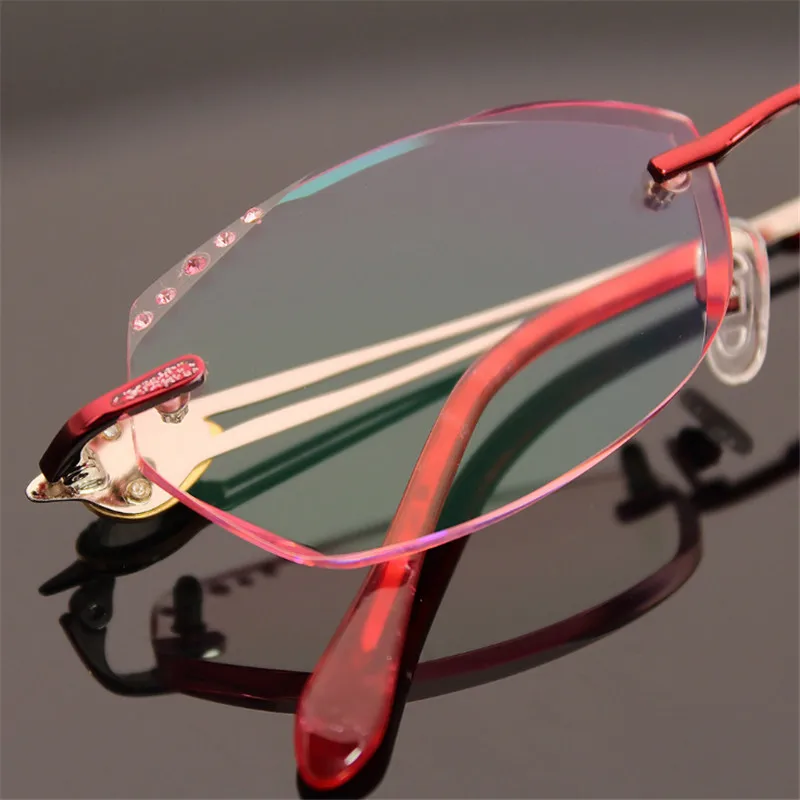 

Ladies Prescription Glasses Myopia Hyperopia Frameless diamond Coloured glasses Progressive multifocal Optical glasses 907