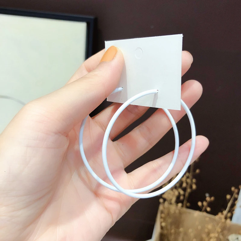 6CM Big Circle Hoop Earrings For Women Korean Yellow Green Colorful Hoop Earring Female Brincos Fashion Jewelry Gifts