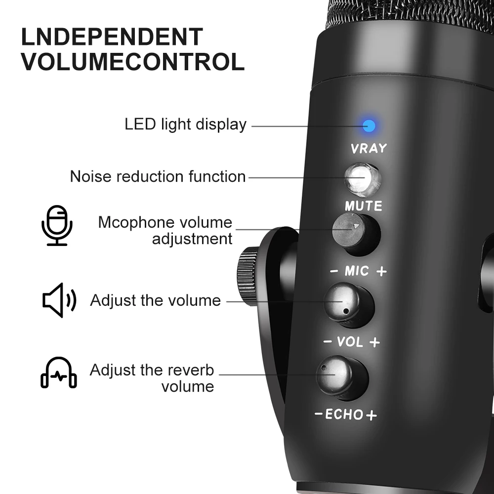 Конденсаторный микрофон G-MARK POP4 USB настольный ASMR эхо мониторинг кардиоидной