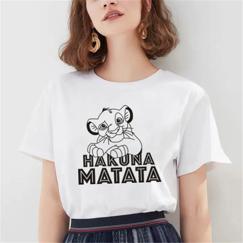 Новая женская летняя футболка с рисунком короля льва модная повседневная Harajuku