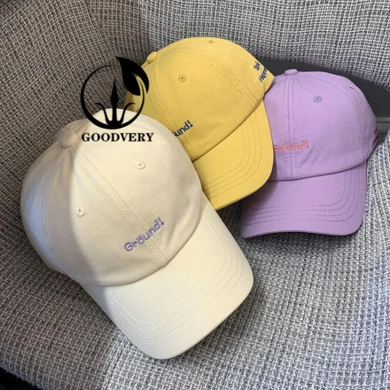 

2021 baseball hat Korean version simple embroidered letter duck tongue hat female street sun shading curved eaves sun shading