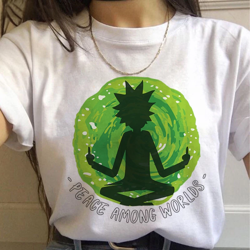 Футболка с рисунком Рик и Морти женская футболка 90s графическая модные топы