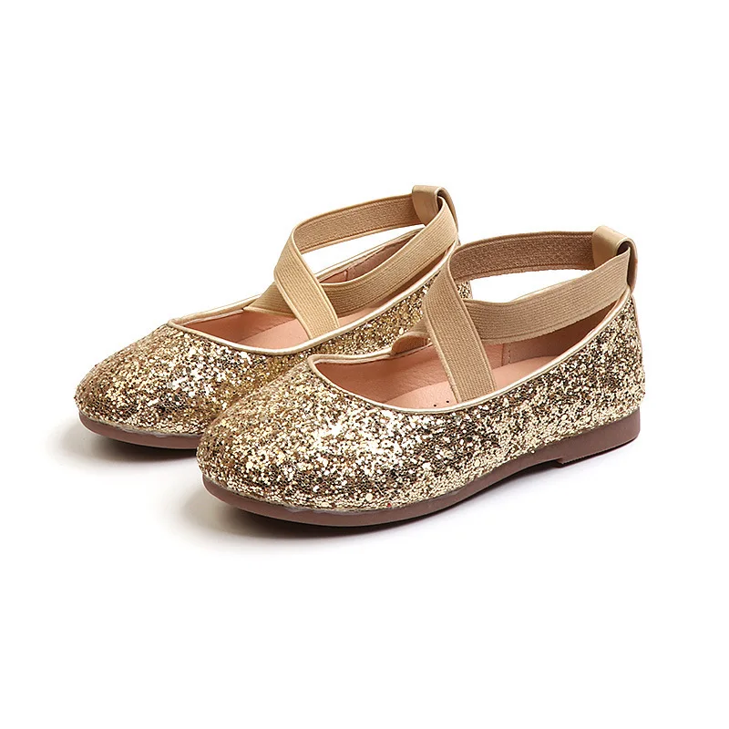 

Gold Bling Princess Kids Shoes Girls Ballet Flats Baby Dance Party Girls Shoes Flat Glitter Children Shoes