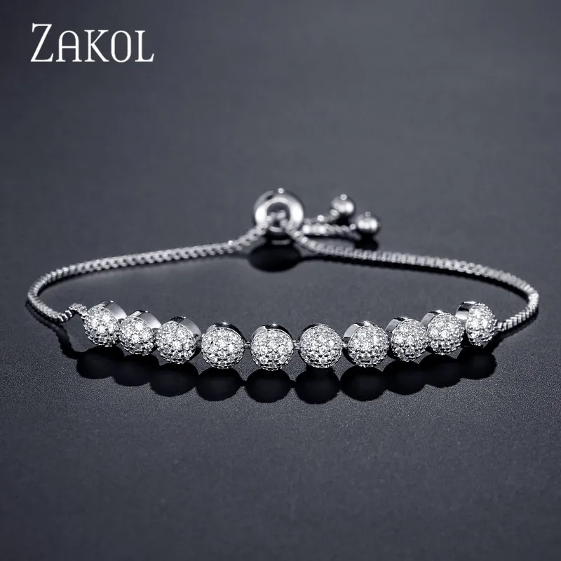 ZAKOL Новое поступление полукруглые сверкающие фианиты AAA регулируемые модные