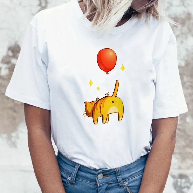 Футболка женская в стиле оверсайз уличная одежда мультяшный топ с сатанизмом