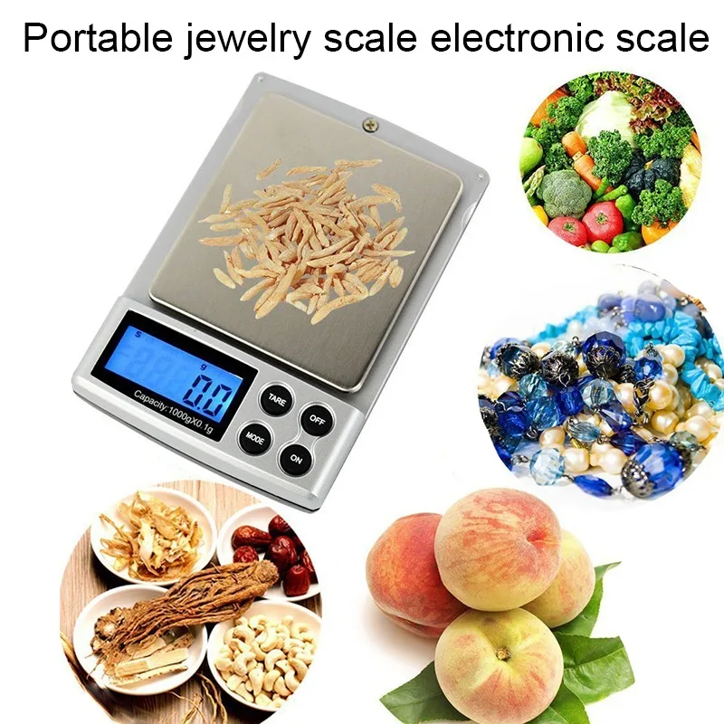 

Portable Jewelry Scale Electronic Balance Gram Pocket Scale Mini Weighing Pocket Scale 300g/500g/1kg 0.1/0.01g