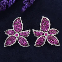larrauri trendy luxury ginkgo leaf stud earrings for women wedding aaa cubic zircon crystal african dubai silver bridal earring