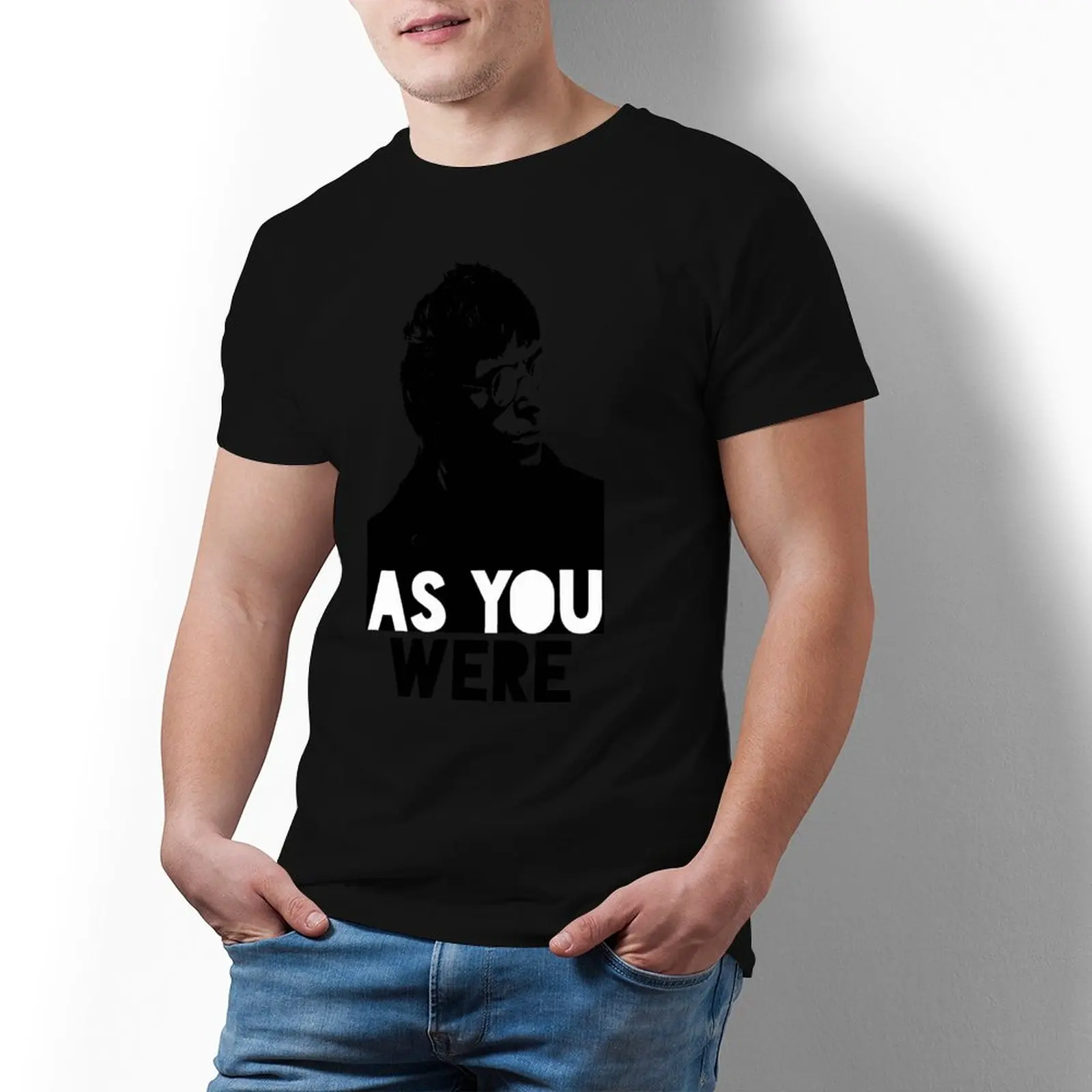 

Забавная Мужская футболка группы As You was Футболка с принтом Лиама Галлагера Знаменитости 100 хлопок футболка с коротким рукавом