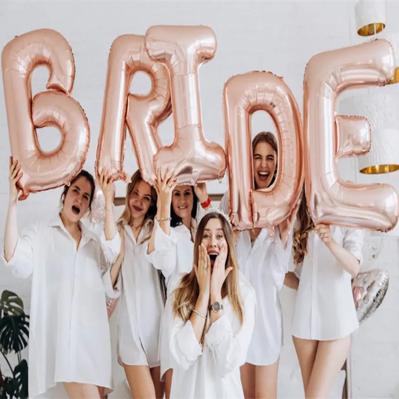 

100cm Giant Rose Gold BRIDE Letters Foil Balloons 5pcs XXL Letter Helium Balloons Wedding Bride Team Decorations 40 inch large