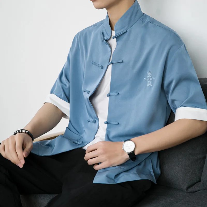 

Men Traditional Chinese Style Shirts Tang Suit Hanfu Jackets Kung Fu Tai Chi Qipao Coats Casual Blouse Tops Oriental Clothing