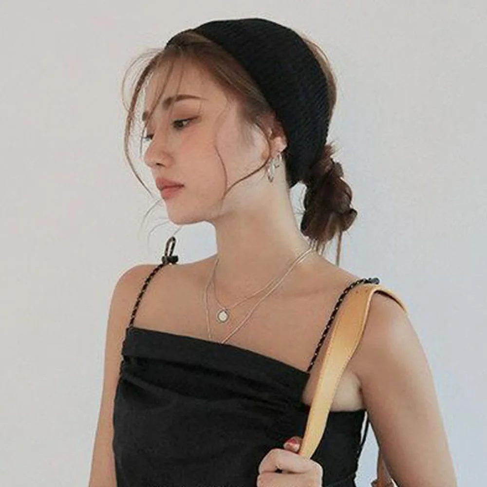 

Solid Color Women Headband Ribbed Knitted Warm Head Wrap Hair Accessories Makeup Elastic Hair Bands