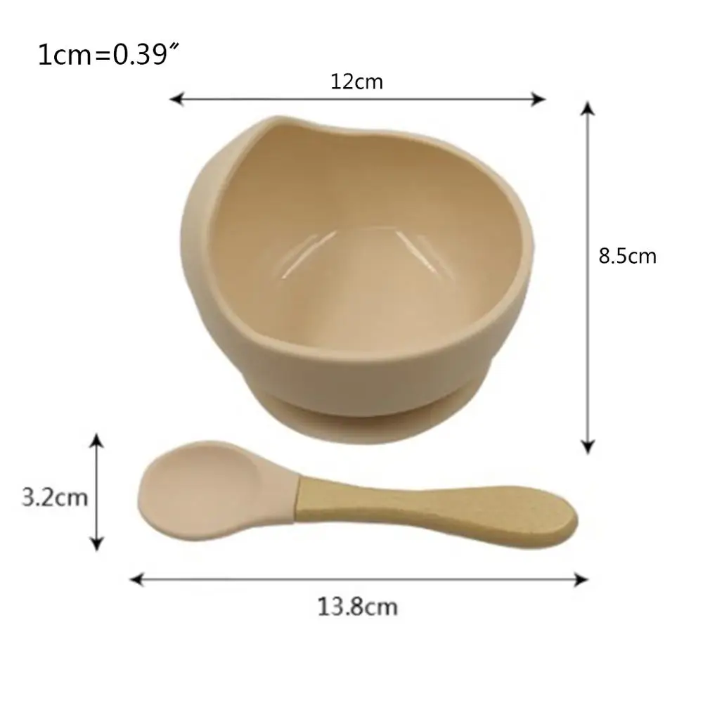 

2 Pcs BPA Free Silicone Waterproof Baby Suction Cup Base Bowl Training Spoon Set