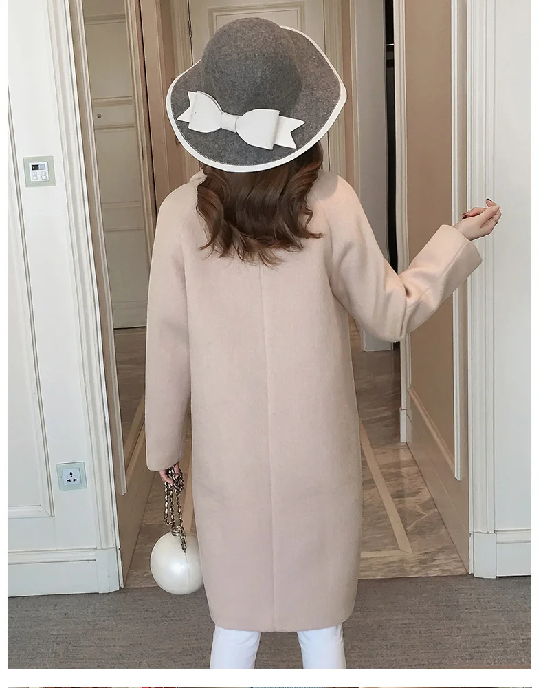 Autumn Winter Korean Overcoat Women 2021 Fashion Vintage Woolen Blend Coats Turn-Down Double Breasted Женская одежда
