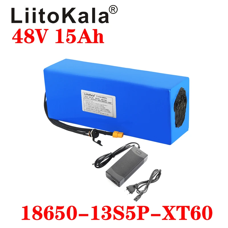 

LiitoKala 48V 15Ah 18650 E-bike battery li ion battery pack bicycle scoot conversion kit bafang 1000W XT60 plug 54.6V Charger