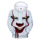 Мужская толстовка на Хэллоуин с капюшоном и карманом в виде клоуна из фильма ужасов, толстовки с капюшоном Poleron Hombre, уличная одежда с 3D капюшоном, пальто, костюм