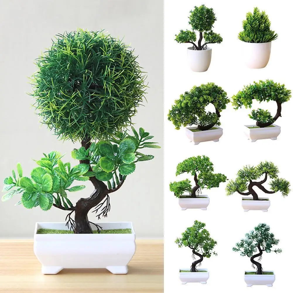 

Artificial Plants Potted Bonsai Garden Decoration Outdoor Fake Plant Teen Room Decor Party Table Ornament For Home Garden Decor