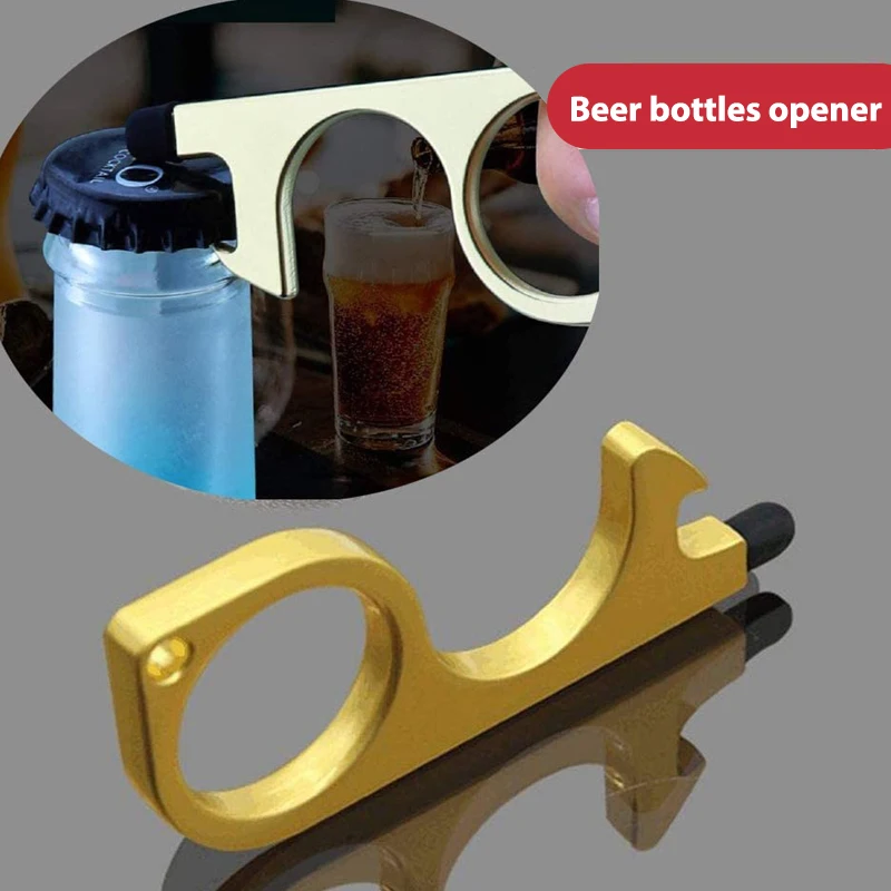

Touchless Door Opener Key Ring Beer bottle Openers Multifunction Key Chain Elevator Button Contactless Handle Tools