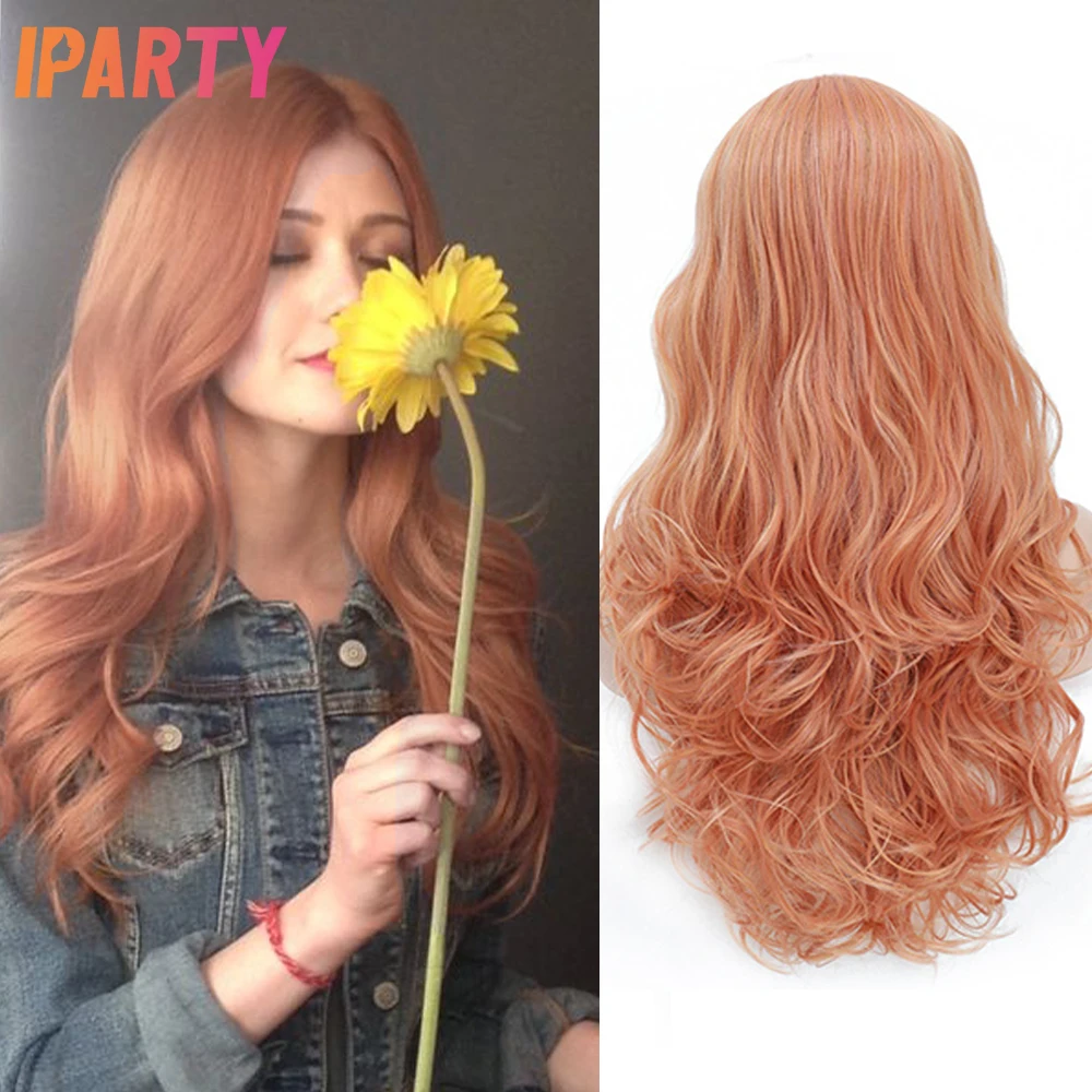 Волнистый синтетический розовый парик для женщин цветные парики ed романтические