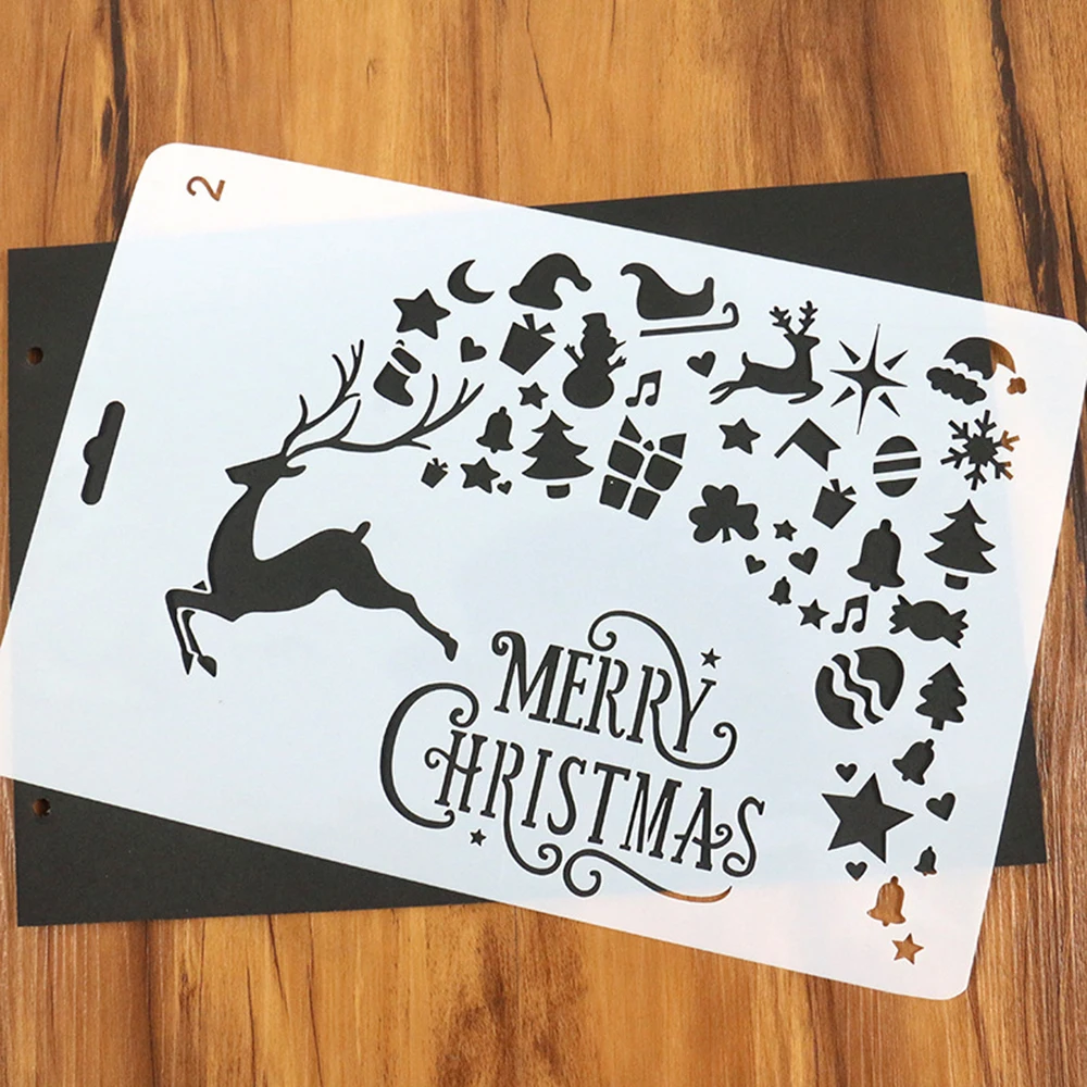 1 шт. Счастливого Рождества полый шаблон для рисования трафарет фотобумага